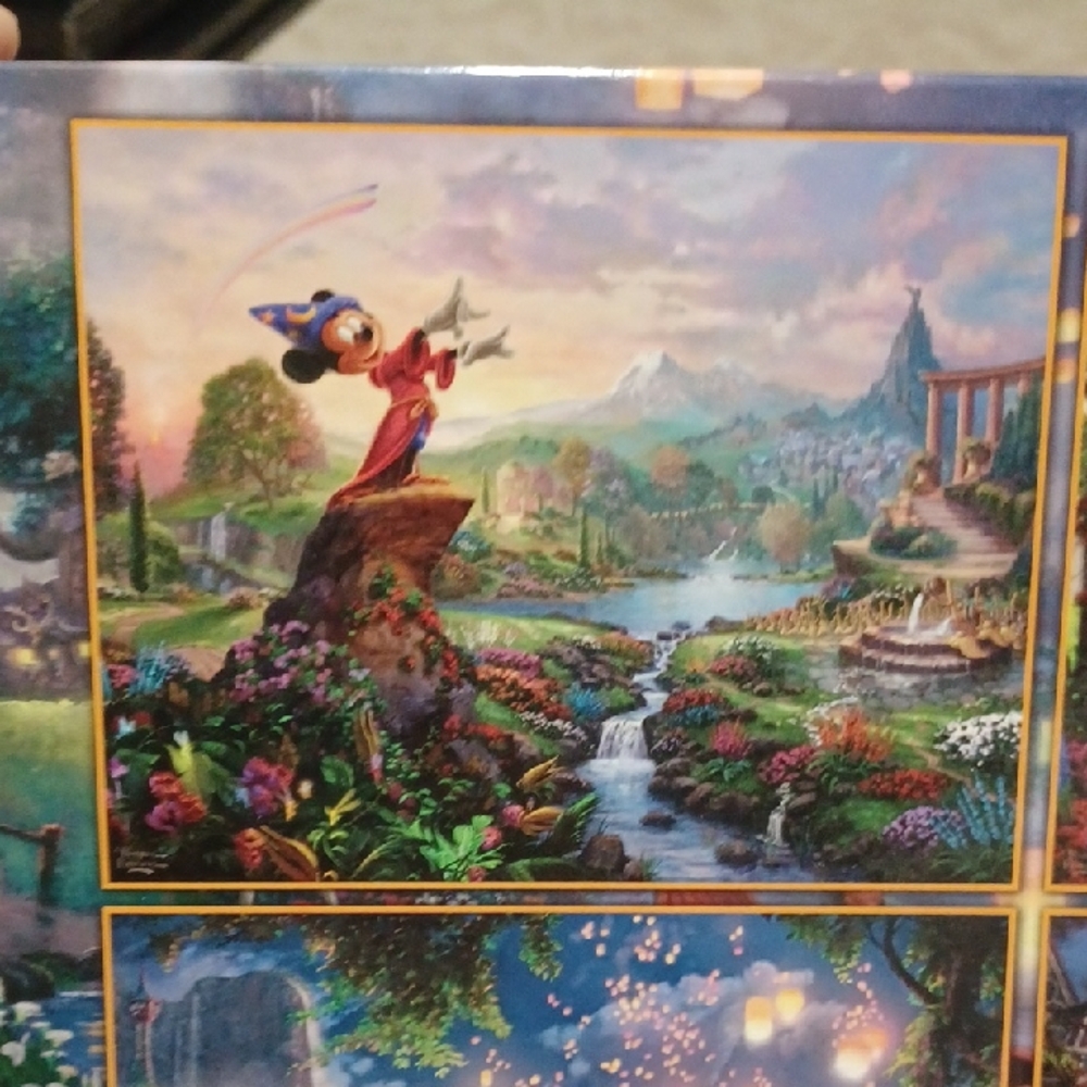 Disney Thomas Kinkade 4-in-1 Puzzle Set with Vibrant Colors - Picture 2 of 7